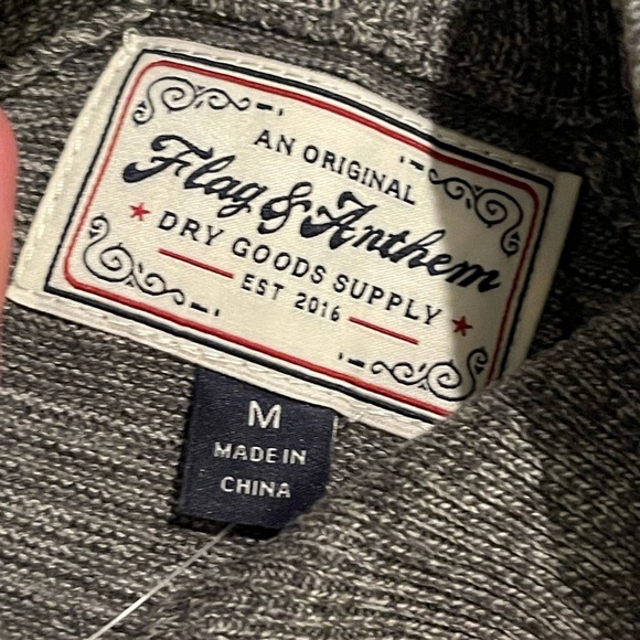 Flag and Anthem NwT Macys gray quarter zip gray cotton sweater - Picture 3 of 10